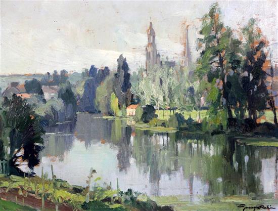 § Georges Charles Robin (French, 1903-2003) St Laurent-sur-Seine (Vendeé), 10 x 13.5in.